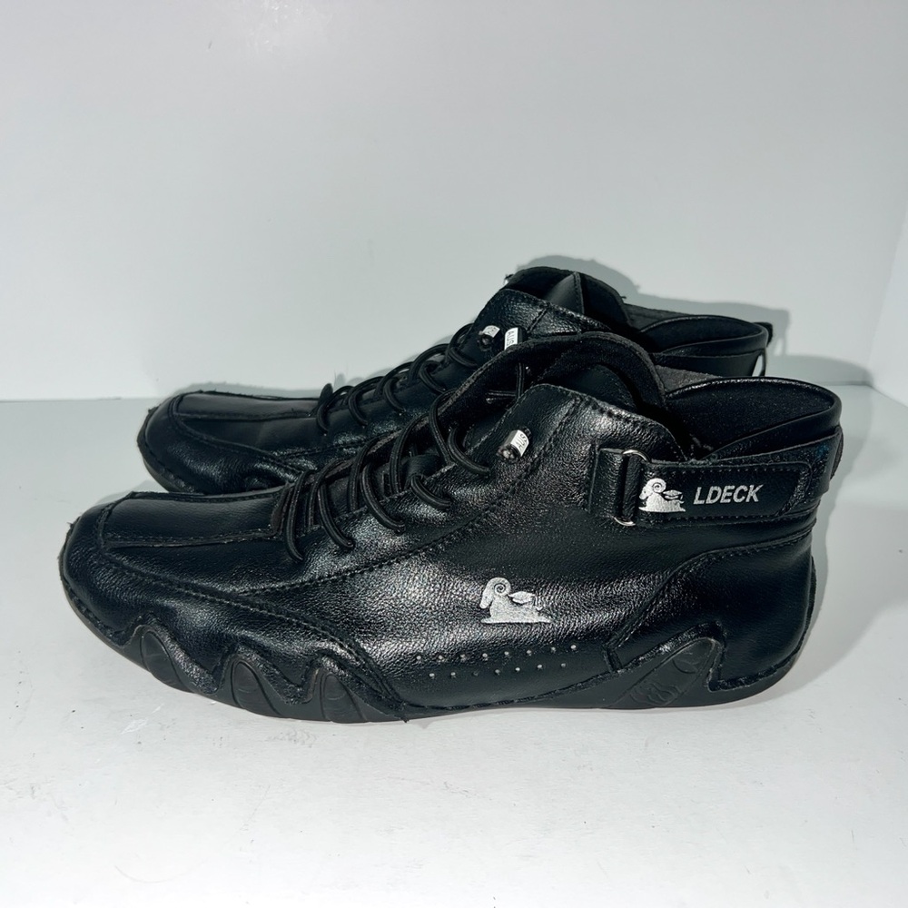 LDeck Italian Shoes Mens 40 Black‎ Leather Explorer Outdoors Non Slip